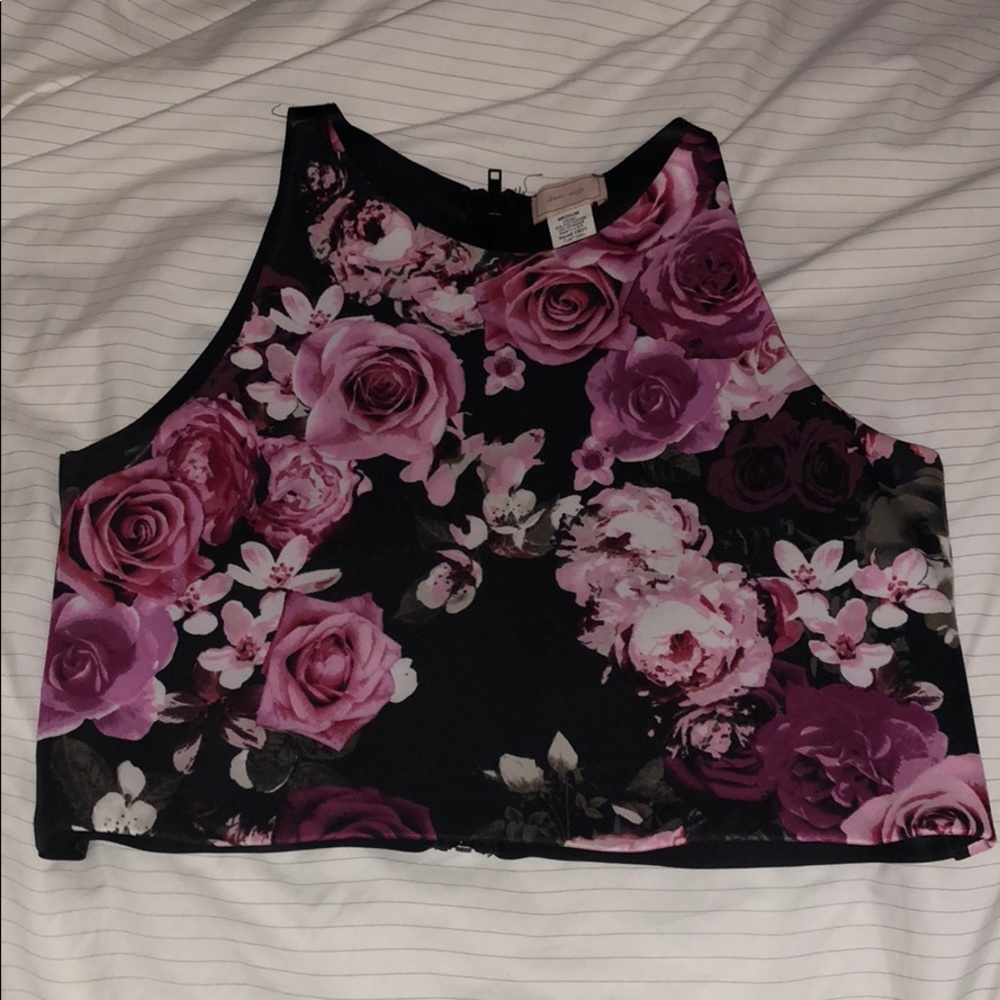 Floral pleather crop top